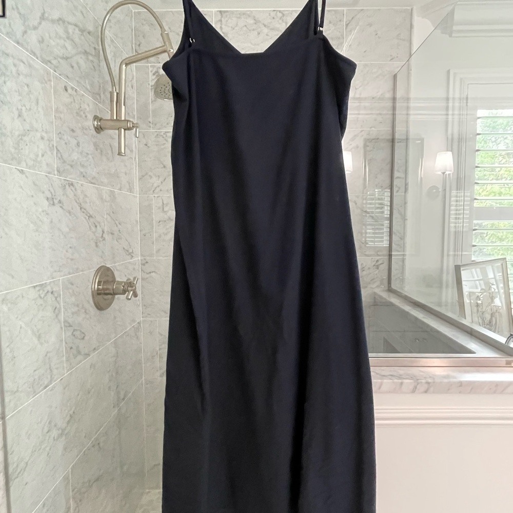 Jenni Kayne Navy textured silk Riviera Dress Spaghetti